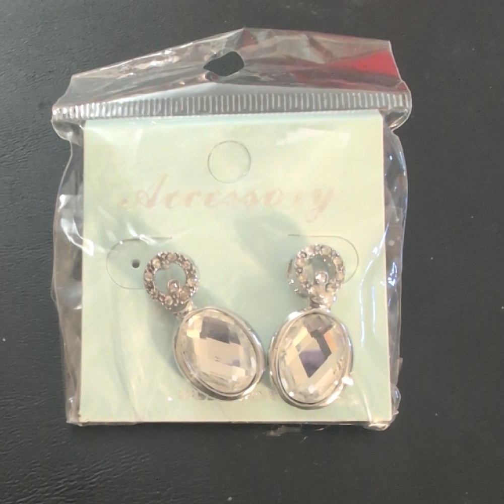 Silver Tone Rhinestone Earrings